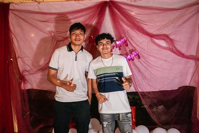 Friends posing at a Youth Fusion night